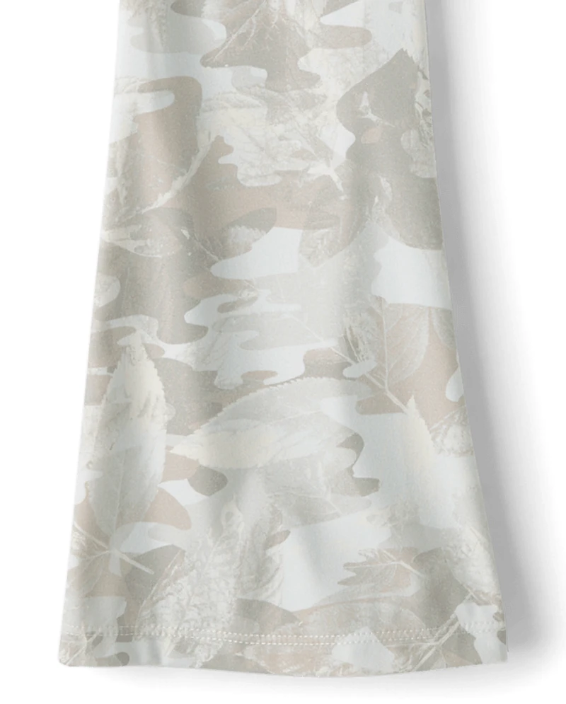 Girls Quick Dry Camo V-Waist Flare Leggings