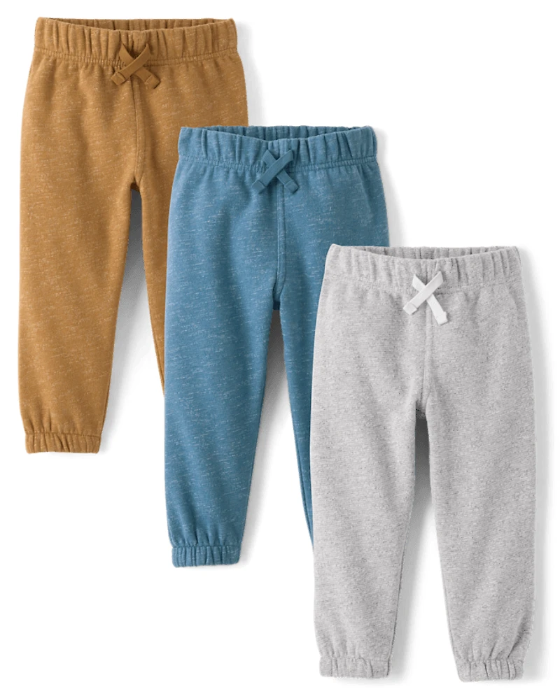 Baby And Toddler Boys Fleece Jogger Pants 3-Pack