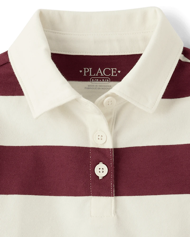 Girls Striped Rugby Polo