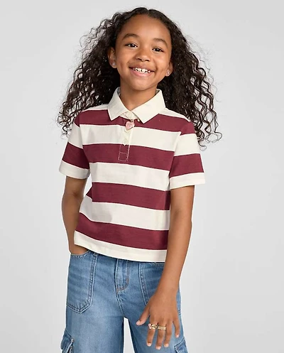 Girls Striped Rugby Polo