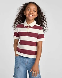 Girls Striped Rugby Polo