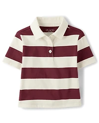 Girls Striped Rugby Polo