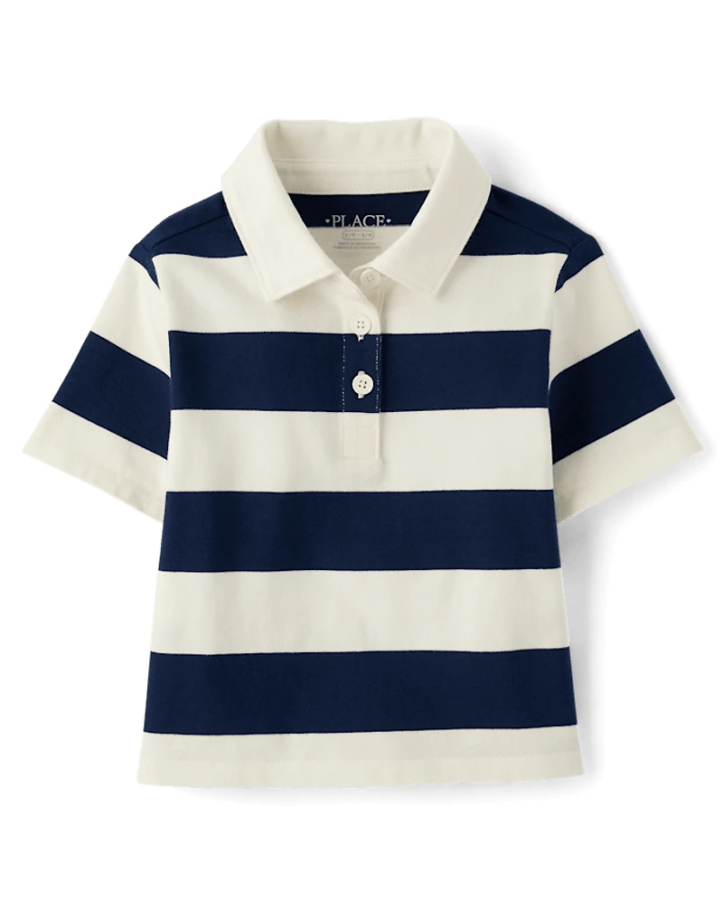 Girls Striped Rugby Polo