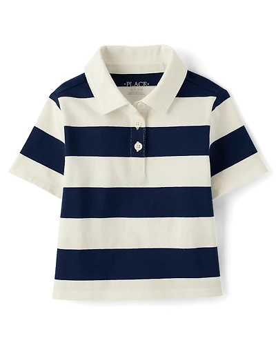 Girls Striped Rugby Polo