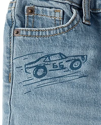 Baby And Toddler Boys Racecar Doodle 90s Loose Jeans