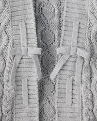 Girls Laced Bow Cable Knit Cardigan