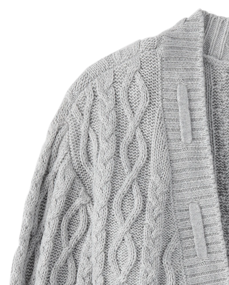 Girls Laced Bow Cable Knit Cardigan
