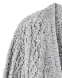 Girls Laced Bow Cable Knit Cardigan