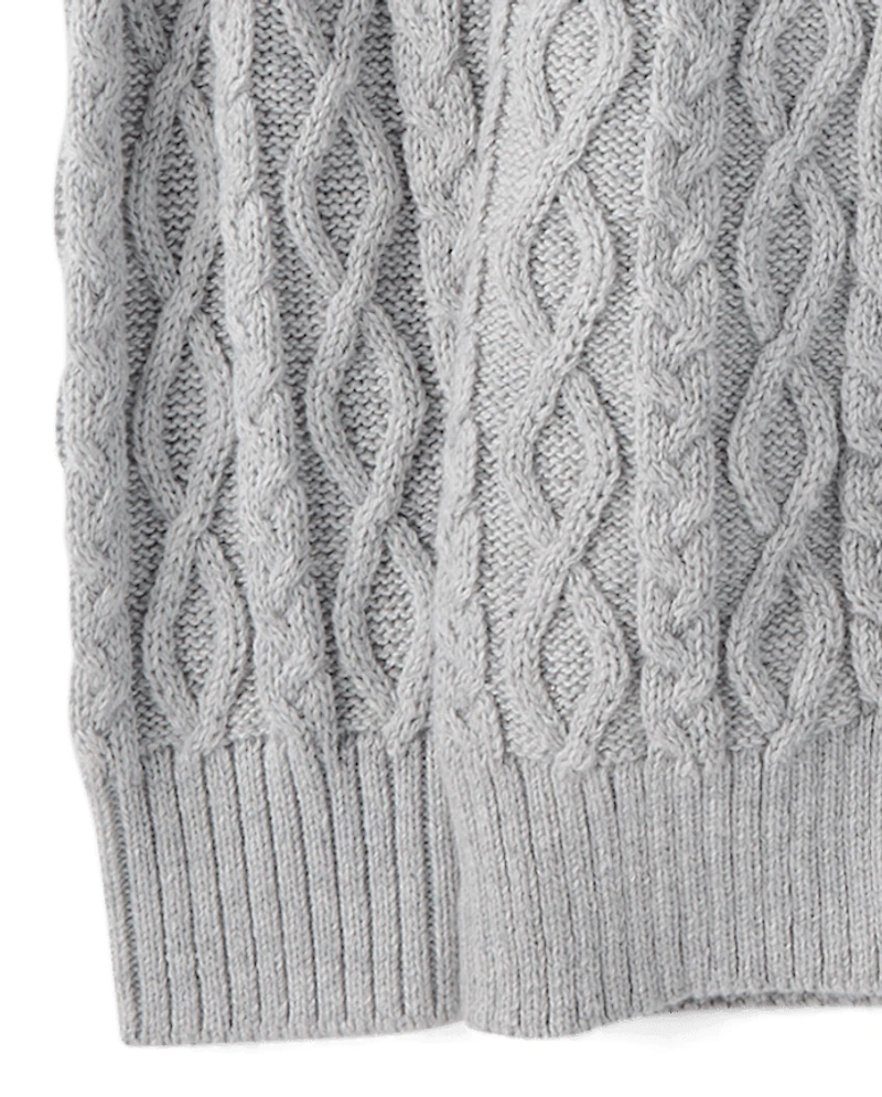 Girls Laced Bow Cable Knit Cardigan