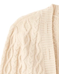Girls Lace Up Bow Cable Knit Cardigan
