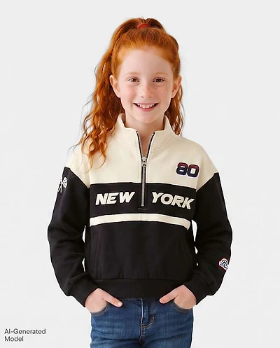 Tween Girls Racing Premium Fleece Half Zip Pullover