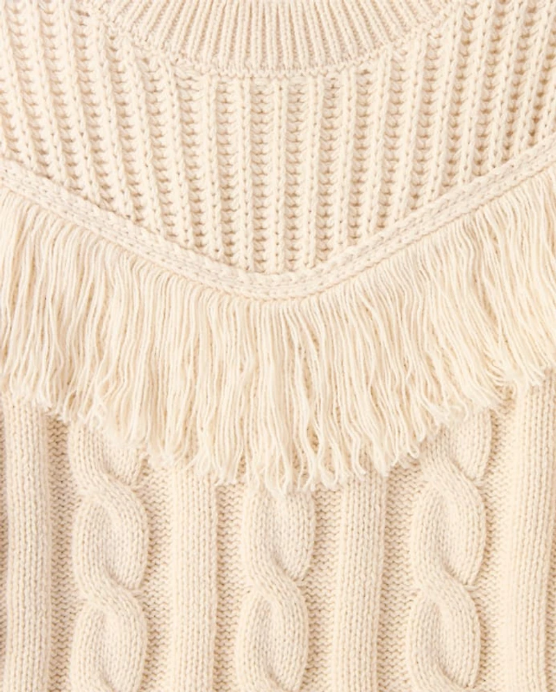 Girls Fringe Shaker Stitch Sweater