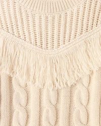 Girls Fringe Shaker Stitch Sweater