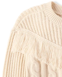 Girls Fringe Shaker Stitch Sweater