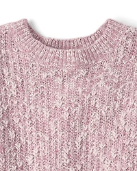 Pull en maille torsadée chinée à points shaker pour filles