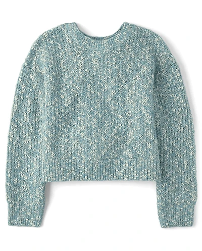 Girls Marled Shaker Stitch Cable Knit Sweater