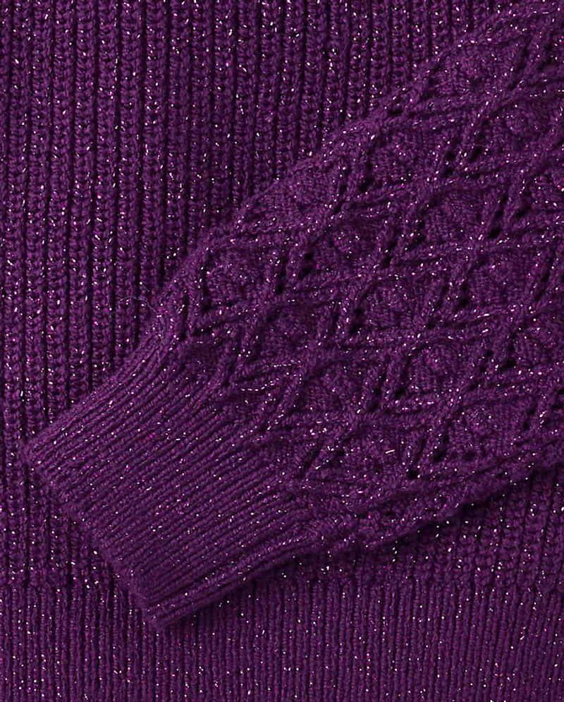 Girls Shimmer Stitched Raglan Sweater