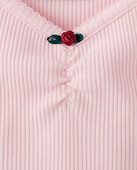 Girls V-Neck Ribbed Cinched Top