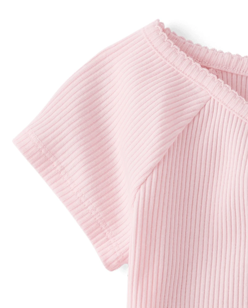 Girls V-Neck Ribbed Cinched Top