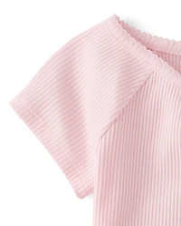 Girls V-Neck Ribbed Cinched Top
