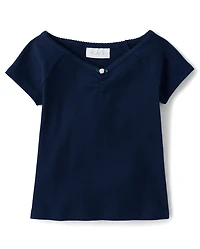 Girls V-Neck Ribbed Cinched Top