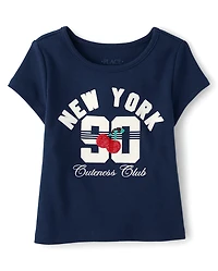 Girls Sequin Cherry Varsity Baby Tee