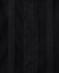 Girls Crochet Lace Trim Ribbed Top