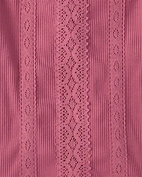 Girls Crochet Lace Trim Ribbed Baby Tee