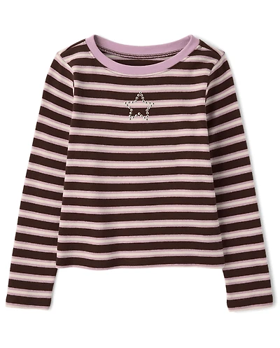 Girls Striped Embellished Top