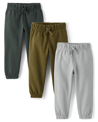 Baby And Toddler Boys Premium Fleece Jogger Pants 3-Pack