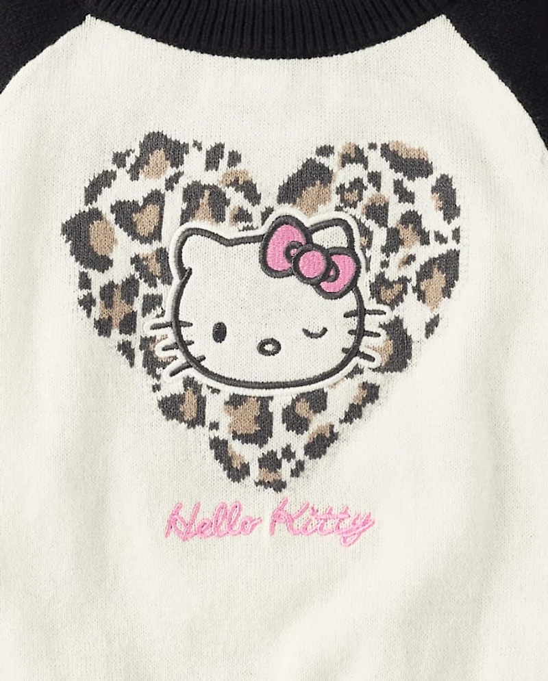 Girls Hello Kitty® Embroidered Colorblock Sweater