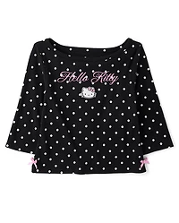 Girls Hello Kitty® Puff Print Polka Dot Elbow Sleeve Top