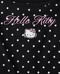Girls Hello Kitty® Puff Print Polka Dot Elbow Sleeve Top