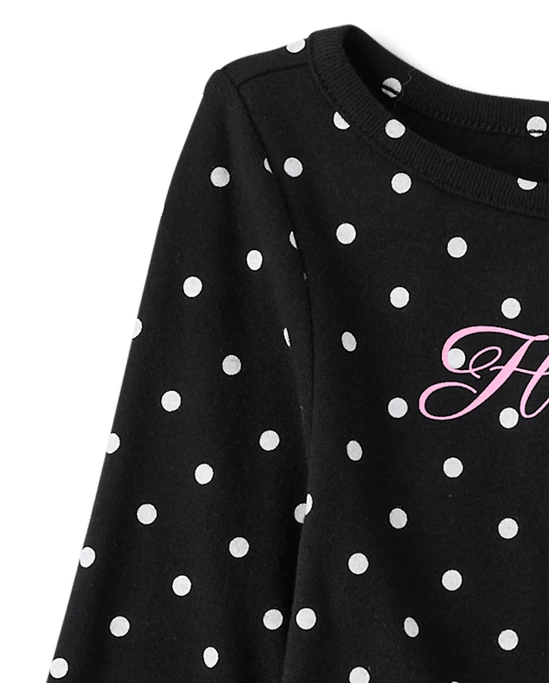 Girls Hello Kitty® Puff Print Polka Dot Elbow Sleeve Top