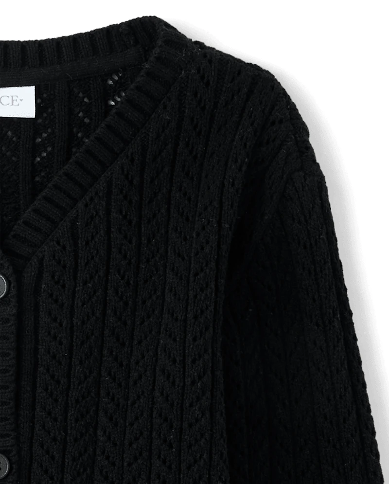 Girls Pointelle Cardigan