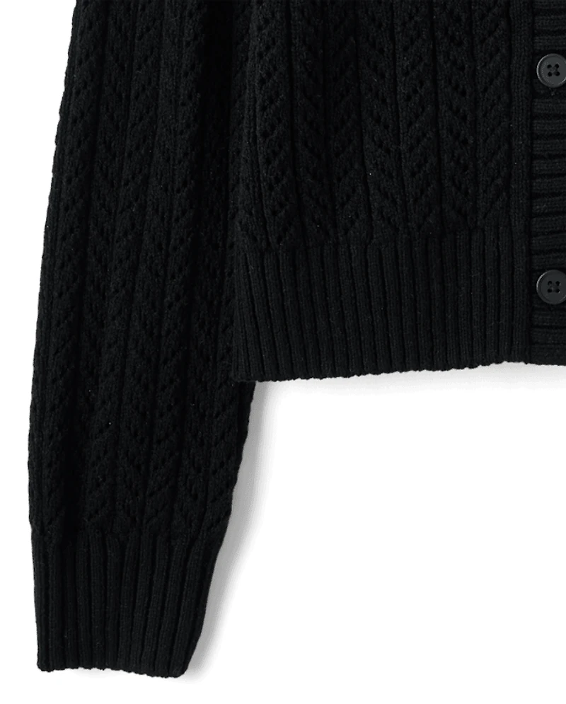 Girls Pointelle Cardigan