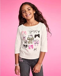 Girls Hello Kitty® And Friends Bow Elbow Sleeve Top