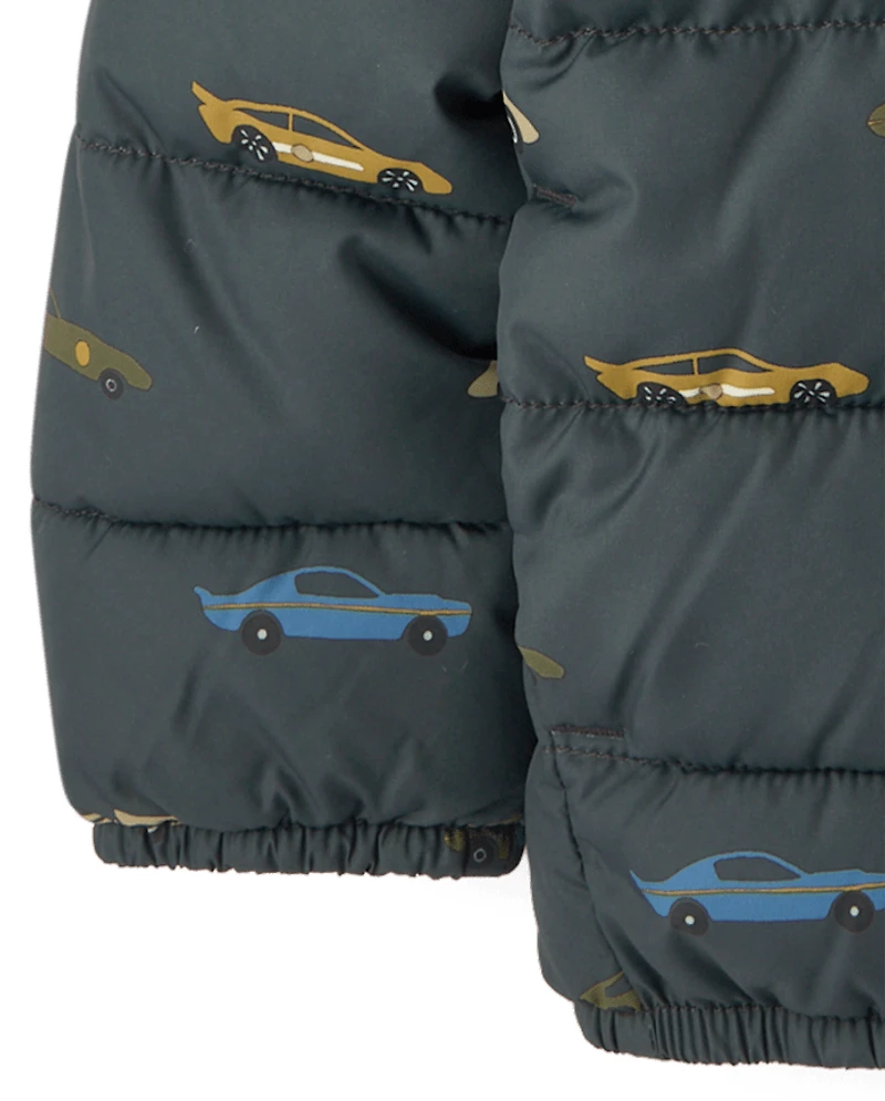 Toddler Boys Print Hooded Puffer Jacket