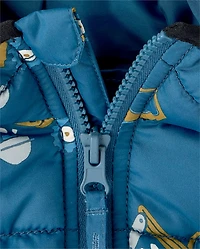 Toddler Boys Print Hooded Puffer Jacket