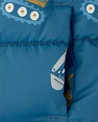 Toddler Boys Print Hooded Puffer Jacket
