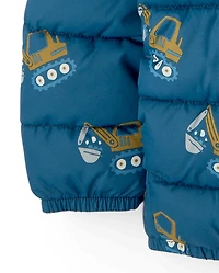 Toddler Boys Print Hooded Puffer Jacket