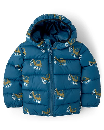 Toddler Boys Print Hooded Puffer Jacket