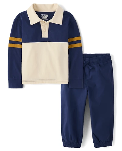 Baby And Toddler Boys Colorblock Varsity 2-Piece Outfit Set