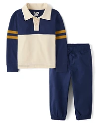 Baby And Toddler Boys Colorblock Varsity 2-Piece Outfit Set