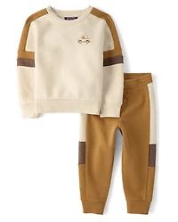 Baby And Toddler Boys Truck Colorblock Premium Fleece 2-Piece Outfit Set