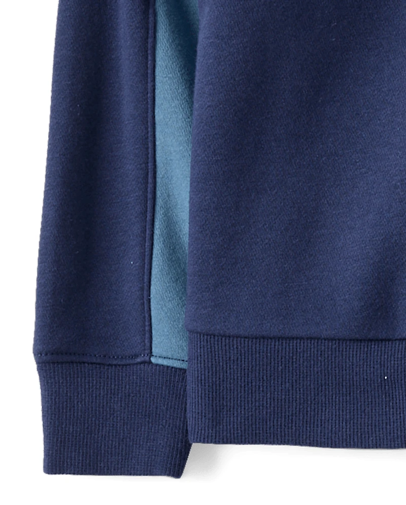 Baby And Toddler Boys Colorblock Premium Fleece 2-Piece Outfit Set