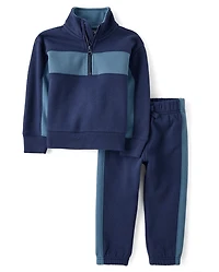 Baby And Toddler Boys Colorblock Premium Fleece 2-Piece Outfit Set