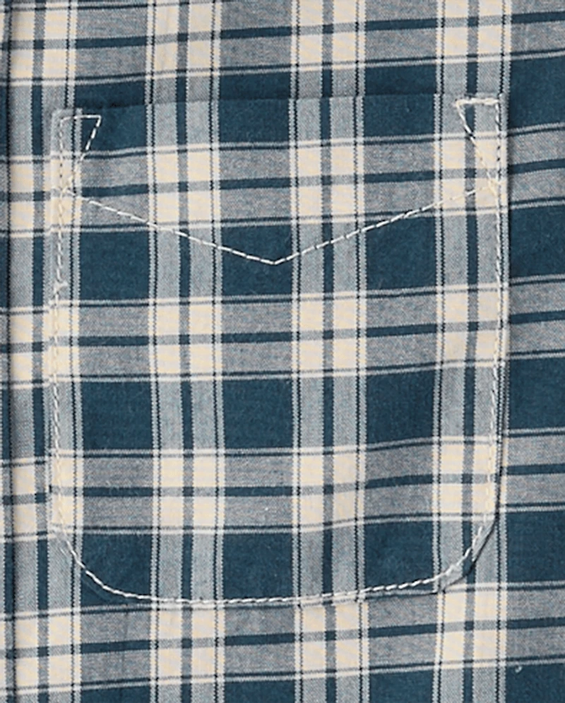 Baby And Toddler Boys Plaid Poplin Button Up Shirt