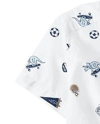 Baby And Toddler Boys Print Poplin Button Up Shirt