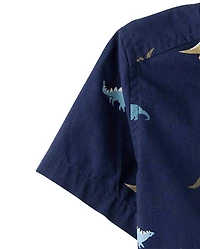 Baby And Toddler Boys Print Poplin Button Up Shirt